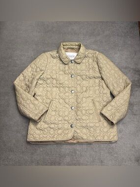 Coach Quilted Signature Logo Snap Front Jacket Coat Women’s